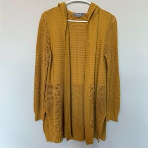 Marled Mustard Yellow Hooded Cardigan Sweater